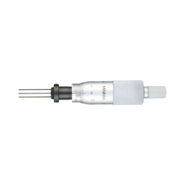 0-1″ Mechanical Micrometer Head Graduation 0.001″ 1" Flat with Clamp Nut Mechanical Micrometer Head (Thimble Diameter: Dia. 18mm, W/Vernier), SKU Mitutoyo-150-205, three quarter front view