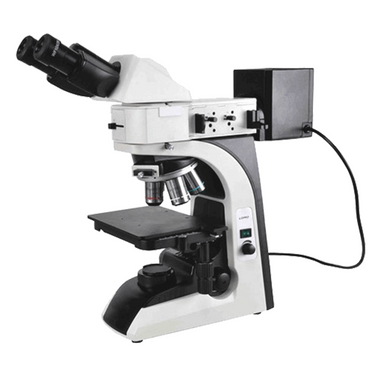 50-1000X HH Dual Illuminated Light XY Stage Travel Distance 75x50mm Binocular Transmitted/Reflected Metallurgical Microscope, SKU MT04050213, three quarter front view