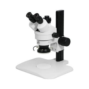 7-90X LED Light Track Stand Trinocular Zoom Stereo Microscope, SKU SZ02010034, three quarter front view