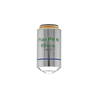 60X Infinity-Corrected (Plan PH N) Achromatic Negative Phase Contrast Microscope Objective Lens Working Distance 0.69mm, SKU PH03023632, three quarter front view