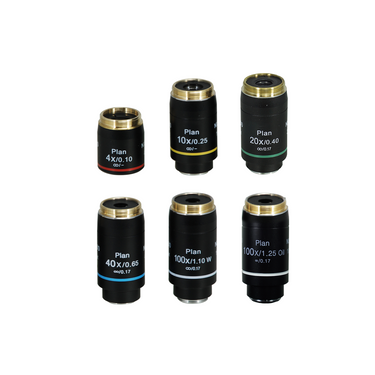 Infinity Plan Achromatic Objective Set, SKU Nexcope-NE620-Objective Set-A, three quarter front view
