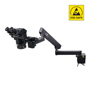 7-50X LED Light Flexible Arm ESD Safe ESD Binocular Zoom Stereo Microscope, SKU SZ02090643, three quarter front view