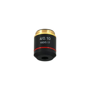 4X Achromatic Microscope Objective Lens Working Distance 15.1mm, SKU BM05073211, three quarter front view