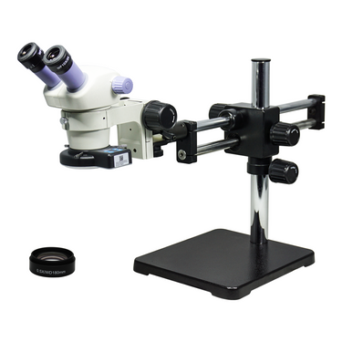 3.5-30X LED Light Dual Arm Stand Binocular Zoom Stereo Microscope, SKU SZ02080523, three quarter front view