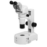 8-65X Track Stand Halogen Transmitted Light Binocular Parallel Zoom Stereo Microscope, SKU PZ17120122, three quarter front view
