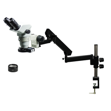 3.35-45X LED Light Flexible Arm Binocular Zoom Stereo Microscope, SKU SZ02060723, three quarter front view