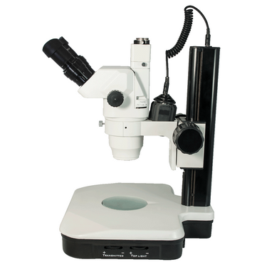 6.5X-45X Super Widefield Zoom Stereo Microscope, Trinocular, Track Stand (Track Length 325mm) Halogen Top Light and Fluorescent Bottom Light