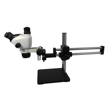 6.6X-51X Widefield Zoom Stereo Microscope, Trinocular, Double Arm Boom Stand