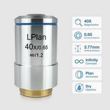 40X Infinity-Corrected Long Working Distance Plan Achromatic Microscope Objective Lens Working Distance 3.71mm