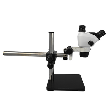 6.6X-51X Widefield Zoom Stereo Microscope, Trinocular, Single Arm Boom Stand