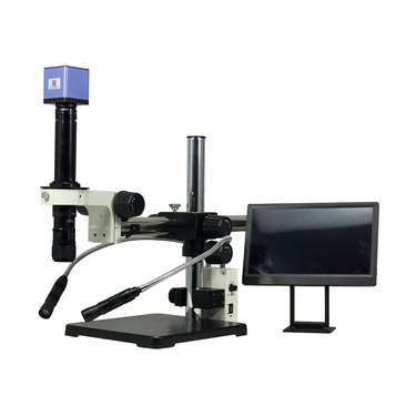 0.58-7X 2.0 Megapixels CMOS LED Light Boom Stand Video Zoom Microscope, SKU MZ02130403, three quarter front view