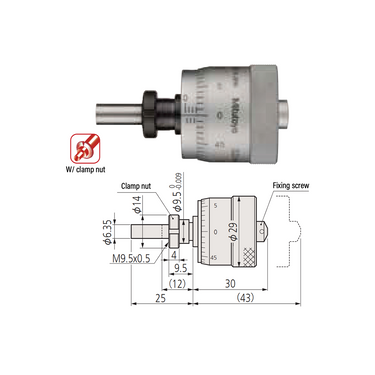0-0.50″ Mechanical Micrometer Head Graduation 0.001″ 0.5" Flat with Clamp Nut Mechanical Micrometer Head (Thimble Diameter: Dia. 29mm) Mitutoyo-148-362