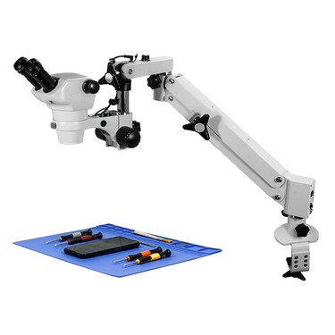 4-50X Pneumatic Arm Binocular Zoom Stereo Microscope, SKU SZ02030724, three quarter front view