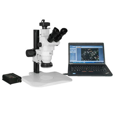 6.5X-45X Super Widefield Zoom Stereo Microscope, Trinocular, Track Stand, LED Ring Light + 3M CMOS Digital Camera