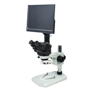 5.0 Megapixels 7-50X CMOS LED Light ESD Safe Post Stand Trinocular Zoom Stereo Microscope, SKU SZ02090138, three quarter front view