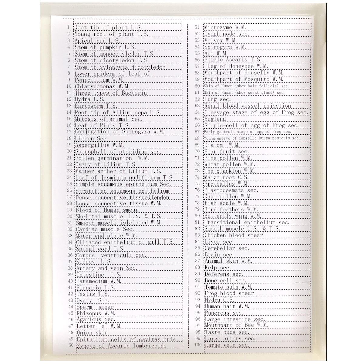 100 Lames Histologie – Tissus De Mammifères Préparés, Verre, Pour Microscope