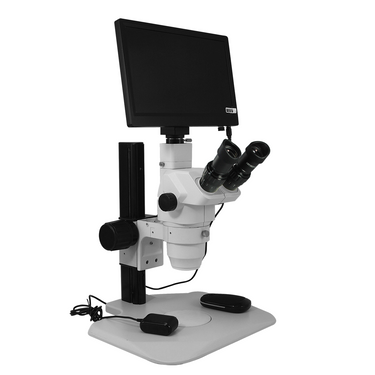 15.2X-105.3X 6.5-45X Super Widefield Zoom Stereo Microscope, Trinocular, Track Stand + LCD Display Digital Camera