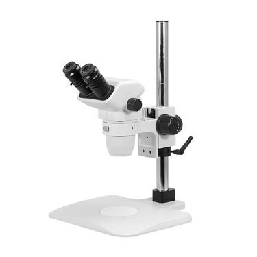 6.7-45X Post Stand Binocular Zoom Stereo Microscope, SKU SZ02060221, three quarter front view