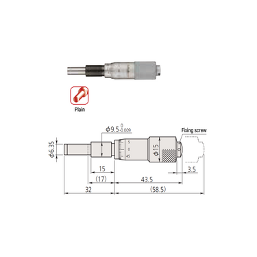 0-0.60″ Mechanical Micrometer Head Graduation 0.001″ 0.6" Flat Zero-Adjustable Mechanical Micrometer Head (Thimble Diameter: Dia. 15mm) Mitutoyo-149-148-10