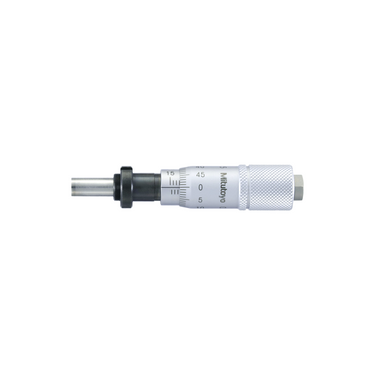 0-0.60″ Mechanical Micrometer Head Graduation 0.001″ 0.6" Flat with Clamp Nut Zero-Adjustable Mechanical Micrometer Head (Thimble Diameter: Dia. 15mm, Reverse Reading), SKU Mitutoyo-149-832, three quarter front view