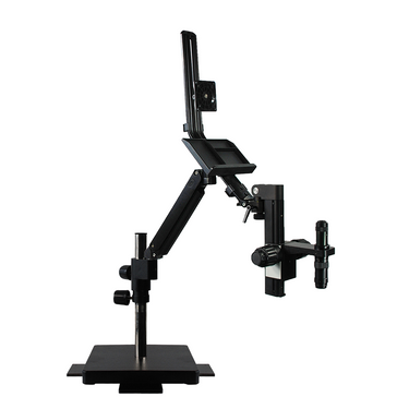0.35X-2.25X Video Zoom Microscope on Flexible Articulating Arm Post Stand with Monitor Holder