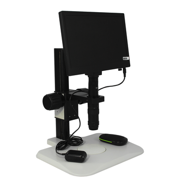 0.35X-2.25X Industrial Inspection Video Zoom Microscope, Track Stand + LCD Display Digital Camera 10 in. Monitor