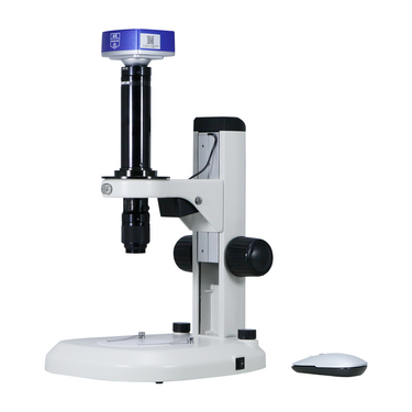 0.7-4.5X 8 Megapixels CMOS Track Stand LED Dual Illuminated Light  Video Zoom Microscope, SKU MZ02120212, three quarter front view