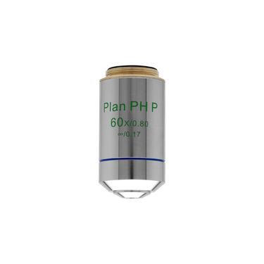 60X Infinity-Corrected (Plan PH P) Achromatic Positive Phase Contrast Microscope Objective Lens Working Distance 0.69mm, SKU PH03023631, three quarter front view