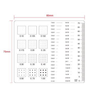 70mm/140 Div Multiple Scale Film Ruler, SKU RT02420610, three quarter front view