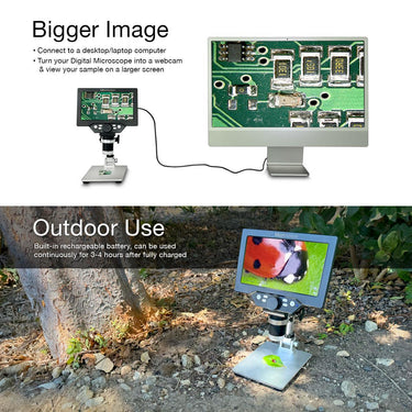 1-1200X LED Digital Microscope, HD 7 inch LCD Screen, 12 MP