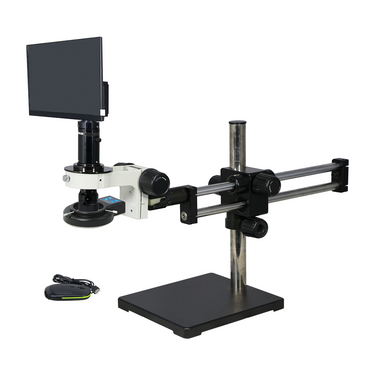 0.35-4.5X 8 Megapixels CMOS LED Light Dual Arm Stand Video Zoom Microscope, SKU MZ02120509, three quarter front view