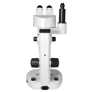8X-80X Widefield Parallel Zoom Stereo Microscope, Trinocular, Track Stand + Single Port Photo/Video Beam Splitter, Siedentopf 0-35° Viewing Angle