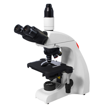 40X-1000X Biological Compound Laboratory Microscope, Trinocular, LED Light, Adjustable Eyepieces, SKU BM04040303, three quarter front view