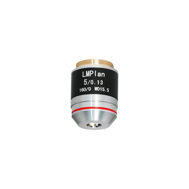5X Long Working Distance LM Plan Achromatic Metallurgical Microscope Objective Lens Working Distance 15.5mm, SKU MT05073231, three quarter front view