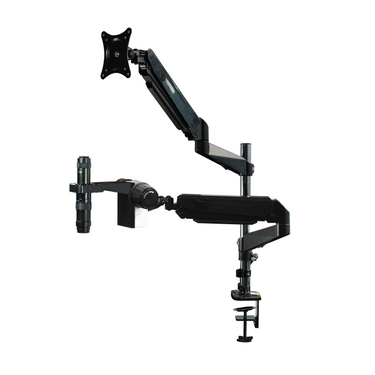 0.35X-2.25X Industrial Inspection Video Zoom Microscope, Pneumatic Arm Post Clamp Stand + Monitor Holder