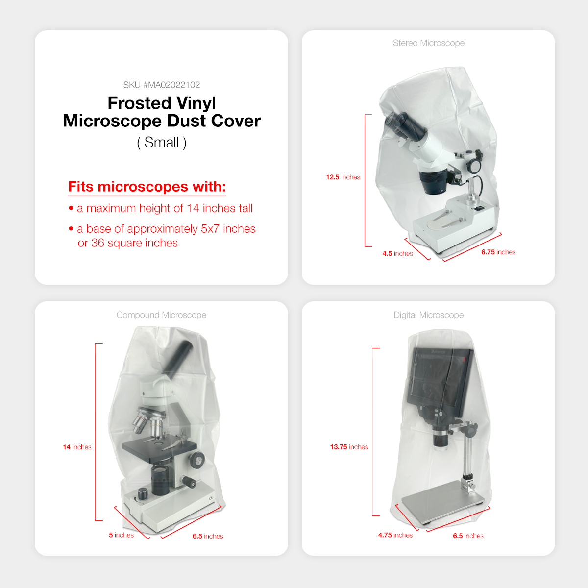 Microscoop Stofkap – 800x650 Mm, PVC, Beschermt Tegen Stof En Vocht, Voor Onderhoud