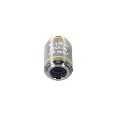 Objective Working Distance 22.8mm 10X Infinity Plan Long Working Distance Achromatic Metallurgical Objective, SKU MT02523331, three quarter front view
