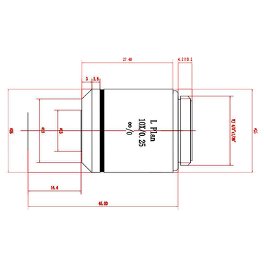 Objective Working Distance 17.7mm 10X Infinity Plan Long Working Distance Achromatic Metallurgical Objective MT02513331