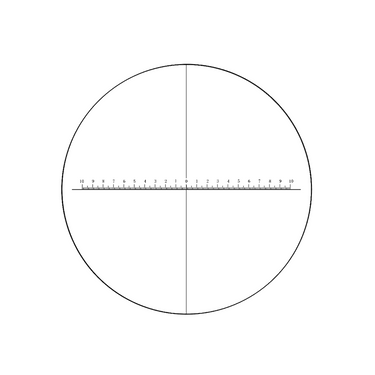 20mm/200 Div  X-Axis Cross Hair Scale Reticle ( Dia. 24mm), SKU RT20103164, three quarter front view