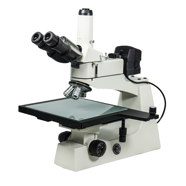 40X-400X Metallurgical Microscope, Trinocular, Halogen Light, Large Stage, SKU MT13030303, three quarter front view