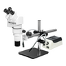 8-65X Halogen Light Boom Stand Trinocular Parallel Zoom Stereo Microscope, SKU PZ02040455, three quarter front view