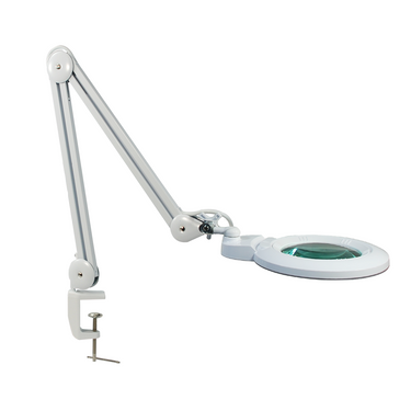 3 Diopter (1.75X) LED Magnifying Lamp with Clamp – 5-inch Glass Lens (Removable)