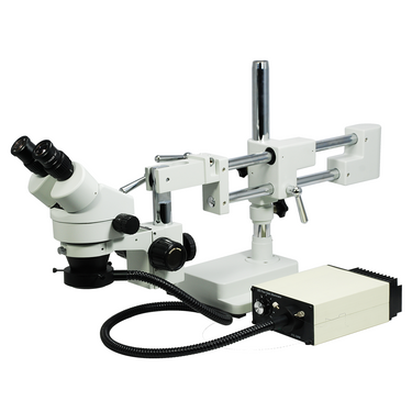 7-45X LED Light Dual Arm Stand Binocular Zoom Stereo Microscope, SKU SZ02010524, three quarter front view