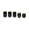 Infinity-Corrected Plan Achromatic Microscope Objective Lens Set (Oil Spring) 4X 10X 20X 40X 100X with Black Finish, SKU BM05073032, three quarter front view