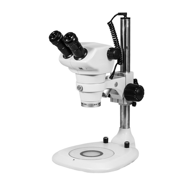 4-50X Post Stand LED Dual Illuminated Light  Binocular Zoom Stereo Microscope, SKU SZ17010221, three quarter front view