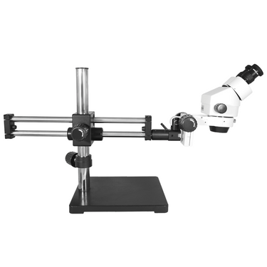 7X-45X Widefield Zoom Stereo Microscope, Binocular, Double Arm Boom Stand (Siedentopf)