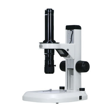 0.58-7X Track Stand LED Dual Illuminated Light  Video Zoom Microscope, SKU MZ02130211, three quarter front view