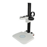 Microscope Track Stand, 76mm Fine Focus Rack, LED Bottom Light Base (Dimmable), SKU ST02041402, three quarter front view