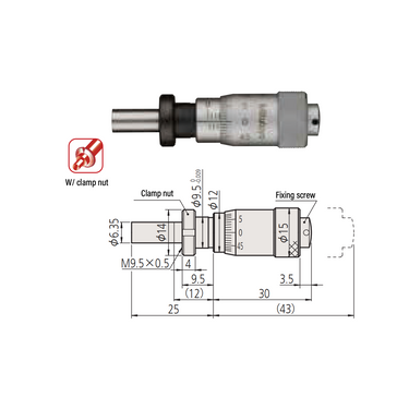 0-0.50″ Mechanical Micrometer Head Graduation 0.001″ 0.5" Flat with Clamp Nut Mechanical Micrometer Head (Thimble Diameter: Dia. 20mm) Mitutoyo-148-358-10