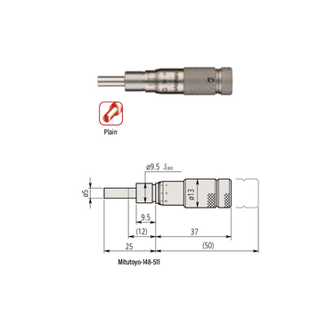 0-0.50″ Mechanical Micrometer Head Graduation 0.001″ 0.5" Flat Zero-Adjustable Mechanical Micrometer Head (Thimble Diameter: Dia. 13mm) Mitutoyo-148-511